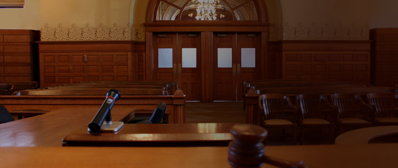 Photograph of a court from a witness's perspective